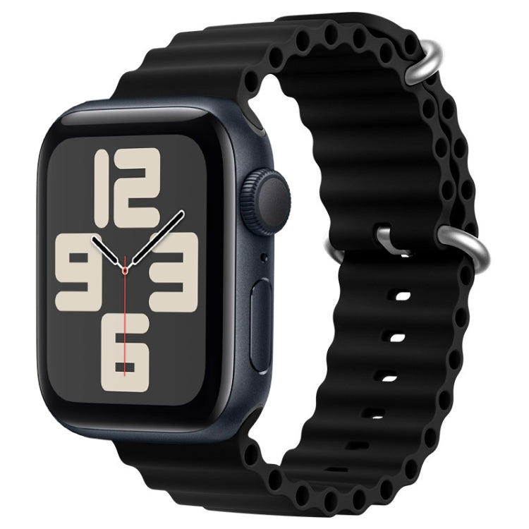 For Apple Watch SE 2023 44mm ZGA Ocean Silicone Watch Band(Black)