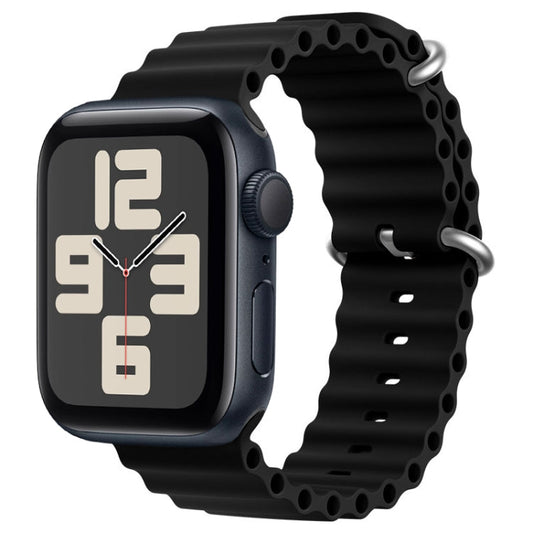 For Apple Watch SE 2023 44mm ZGA Ocean Silicone Watch Band(Black)