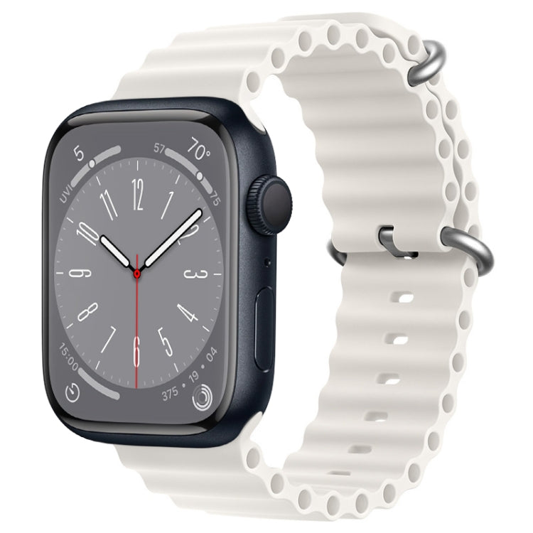 For Apple Watch Series 8 45mm ZGA Ocean Silicone Watch Band(White)