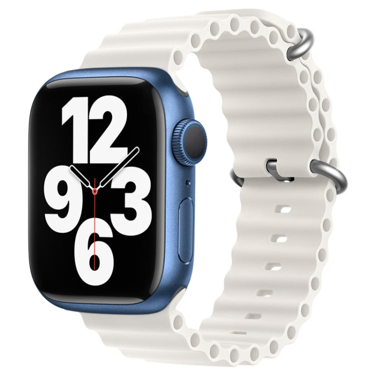 For Apple Watch Series 7 45mm ZGA Ocean Silicone Watch Band(White)