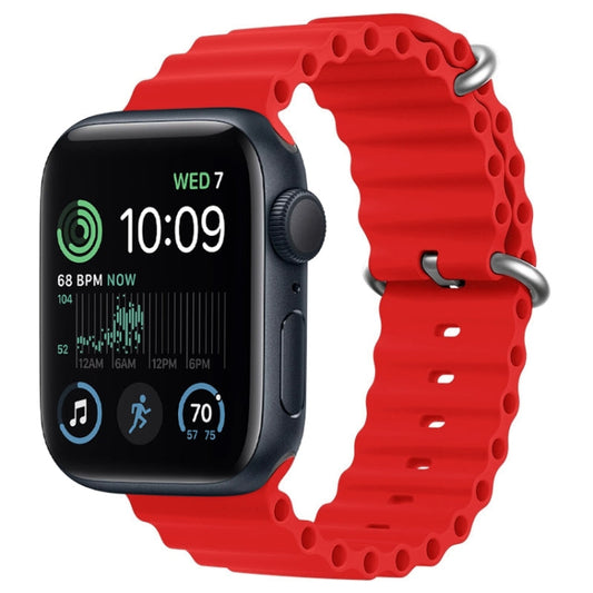 For Apple Watch SE 44mm ZGA Ocean Silicone Watch Band(Red)