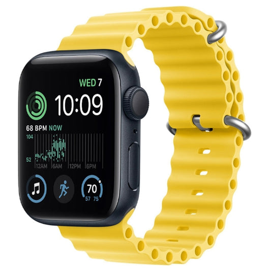 For Apple Watch SE 44mm ZGA Ocean Silicone Watch Band(Yellow)