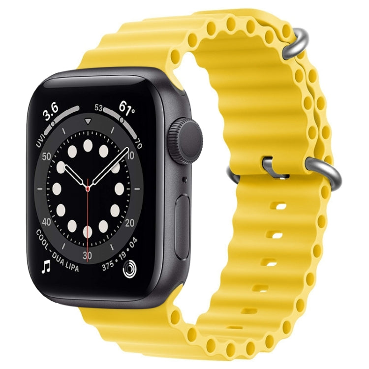 For Apple Watch Series 6 44mm ZGA Ocean Silicone Watch Band(Yellow)