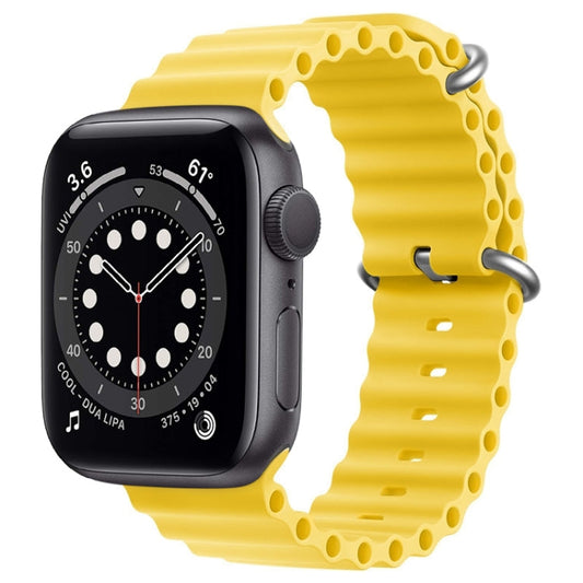 For Apple Watch Series 6 44mm ZGA Ocean Silicone Watch Band(Yellow)