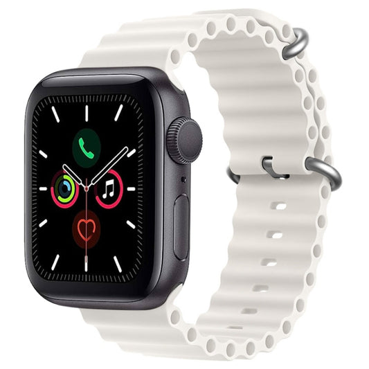 For Apple Watch Series 5 44mm ZGA Ocean Silicone Watch Band(White)