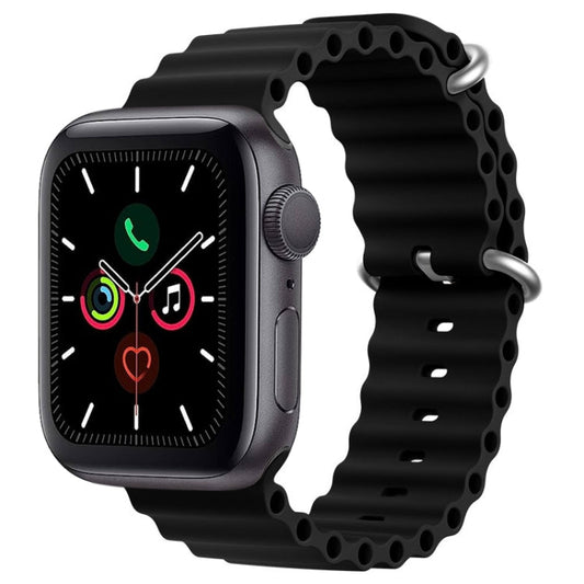 For Apple Watch Series 5 44mm ZGA Ocean Silicone Watch Band(Black)