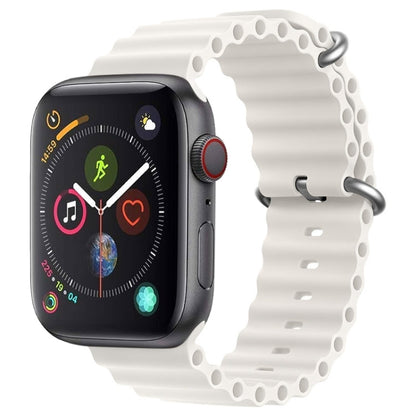 For Apple Watch Series 4 44mm ZGA Ocean Silicone Watch Band(White)