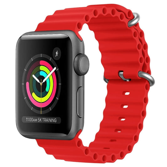 For Apple Watch Series 3 42mm ZGA Ocean Silicone Watch Band(Red)