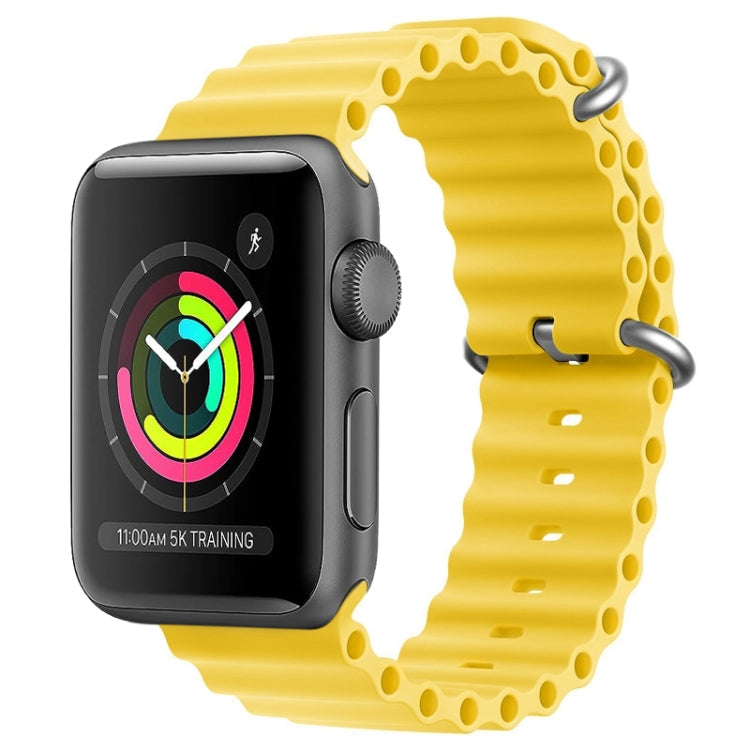 For Apple Watch Series 3 42mm ZGA Ocean Silicone Watch Band(Yellow)