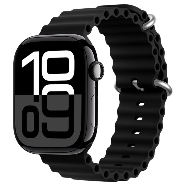 Pour Apple Watch Series 10 42mm ZGA Bracelet en silicone Ocean (noir)
