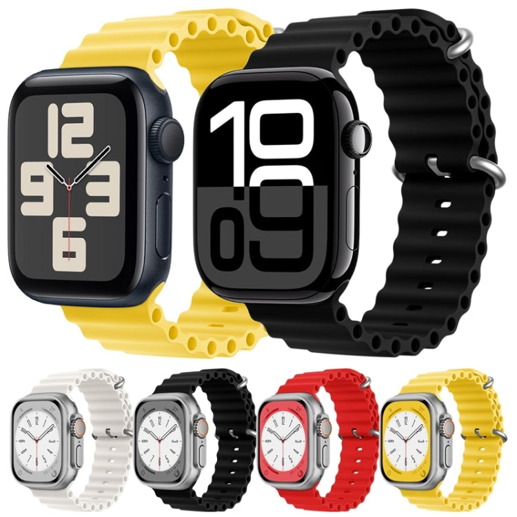 For Apple Watch Series 3 42mm ZGA Ocean Silicone Watch Band(Black)