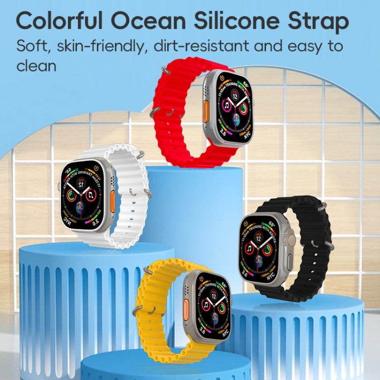 For Apple Watch 42mm ZGA Ocean Silicone Watch Band(White)
