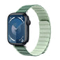 For Apple Watch Series 9 45mm ZGA Two Color Magnetic Silicone Watch Band(Dark Green+Light Green)