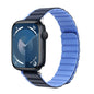 For Apple Watch Series 9 45mm ZGA Two Color Magnetic Silicone Watch Band(Dark Blue+Light Blue)