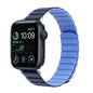 For Apple Watch SE 2022 44mm ZGA Two Color Magnetic Silicone Watch Band(Dark Blue+Light Blue)