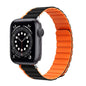 For Apple Watch Series 6 44mm ZGA Two Color Magnetic Silicone Watch Band(Black+Orange)