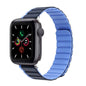 For Apple Watch Series 5 44mm ZGA Two Color Magnetic Silicone Watch Band(Dark Blue+Light Blue)