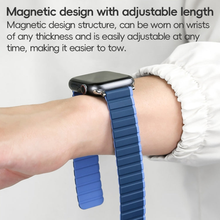 For Apple Watch Series 10 42mm ZGA Two Color Magnetic Silicone Watch Band(Grey+Yellow)