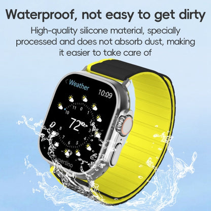 For Apple Watch Series 6 44mm ZGA Two Color Magnetic Silicone Watch Band(Black+Orange)