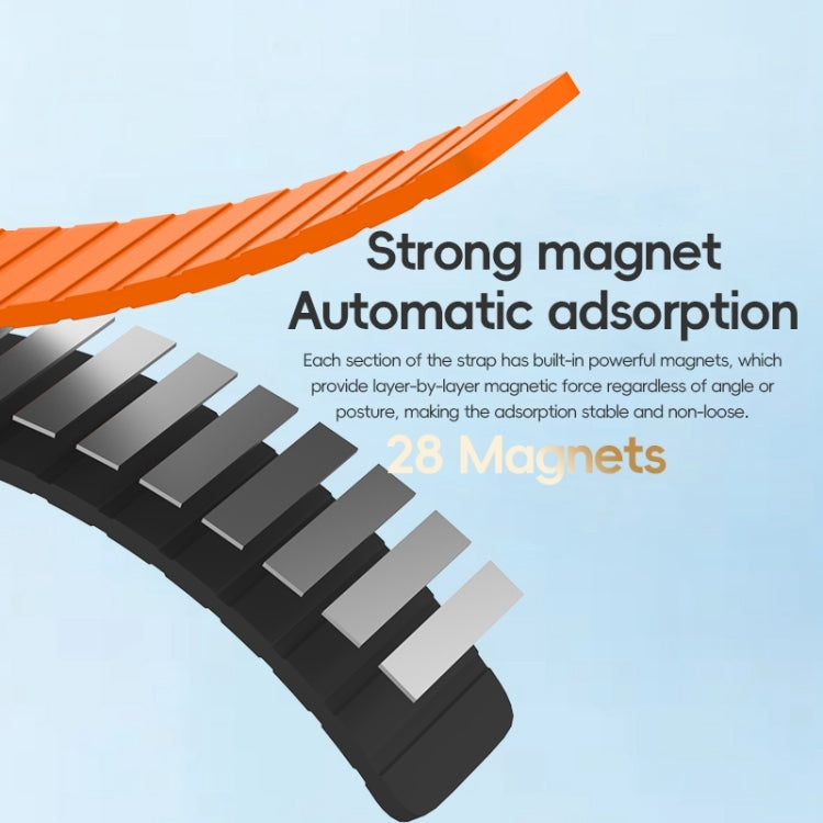 For Apple Watch Series 4 44mm ZGA Two Color Magnetic Silicone Watch Band(Black+Orange)