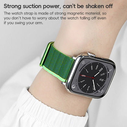 For Apple Watch SE 44mm ZGA Two Color Magnetic Silicone Watch Band(Dark Blue+Light Blue)