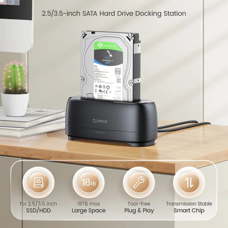 ORICO DD18C3 Single Bay 2.5 & 3.5 inch SATA Drive Docking Station, Plug Type:US Plug