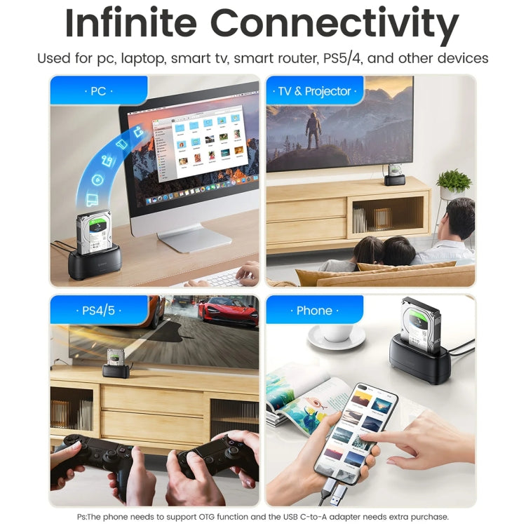 ORICO DD18C3 Single Bay 2.5 & 3.5 inch SATA Drive Docking Station, Plug Type:US Plug