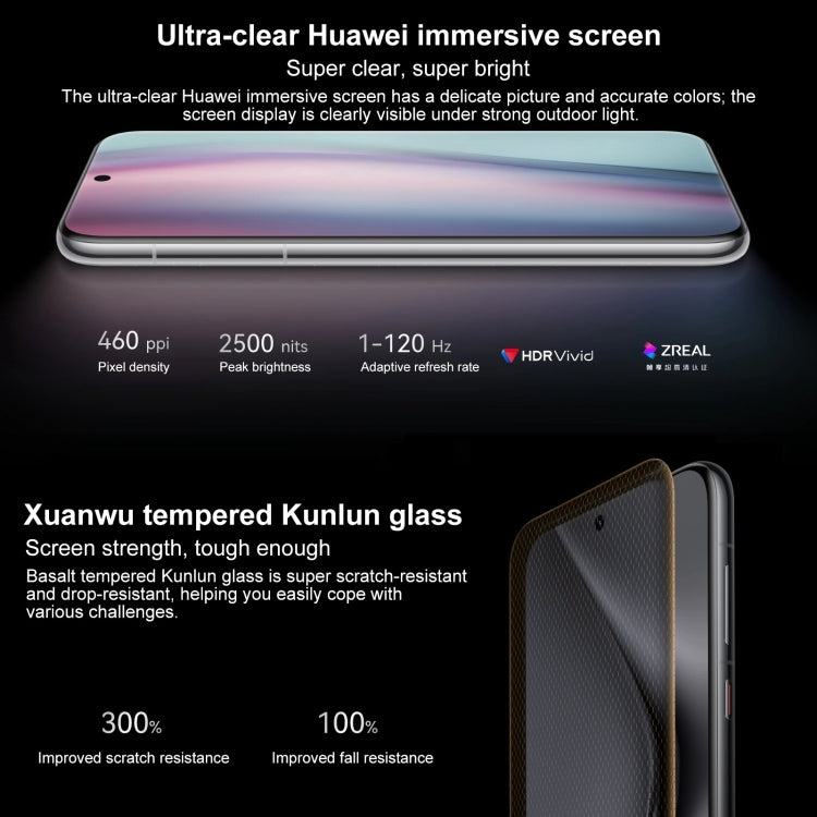 HUAWEI Pura 70 Pro+, 16GB+512GB, Screen Fingerprint Identification, 6.8 inch HarmonyOS 4.2 Kirin 9010 Octa Core up to 2.3GHz, NFC, OTG, Not Support Google Play(Silver)