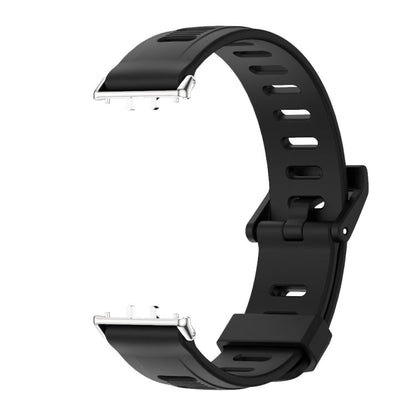 Pour bracelet de montre en silicone à trou plat Mijobs (noir + argent) pour Samsung Galaxy Fit 3