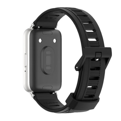 Pour bracelet de montre en silicone à trou plat Mijobs (noir + argent) pour Samsung Galaxy Fit 3