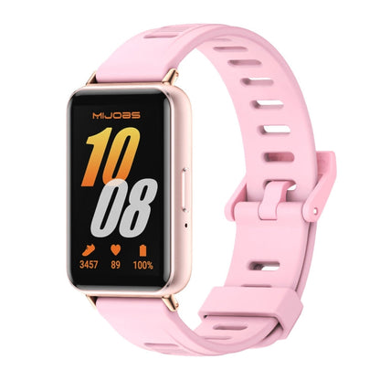 Pour Samsung Galaxy Fit 3 Mijobs Bracelet en Silicone à Trou Plat (Poudre de Racine de Lotus+Or Rose)