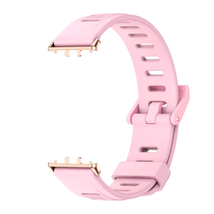 Pour Samsung Galaxy Fit 3 Mijobs Bracelet en Silicone à Trou Plat (Poudre de Racine de Lotus+Or Rose)