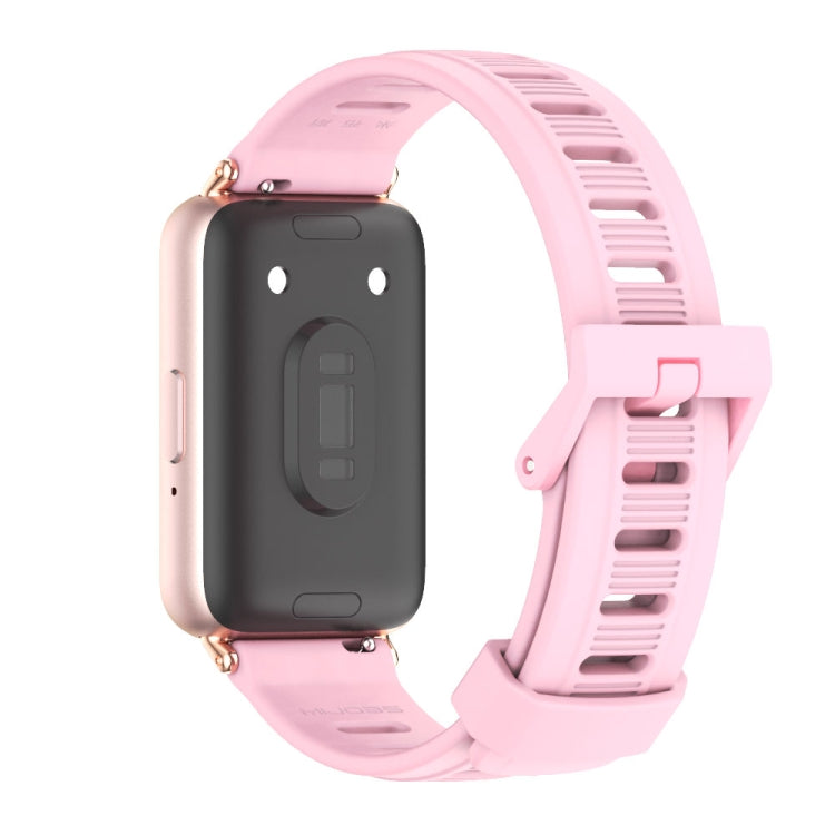 Pour Samsung Galaxy Fit 3 Mijobs Bracelet en Silicone à Trou Plat (Poudre de Racine de Lotus+Or Rose)