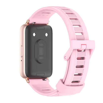 Pour Samsung Galaxy Fit 3 Mijobs Bracelet en Silicone à Trou Plat (Poudre de Racine de Lotus+Or Rose)