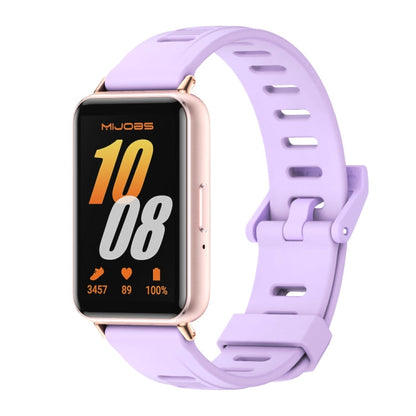 Pour bracelet de montre en silicone à trou plat Mijobs Samsung Galaxy Fit 3 (violet + or rose)