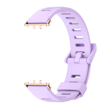 Pour bracelet de montre en silicone à trou plat Mijobs Samsung Galaxy Fit 3 (violet + or rose)