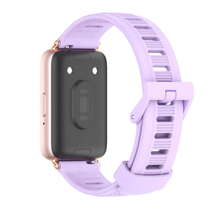 Pour bracelet de montre en silicone à trou plat Mijobs Samsung Galaxy Fit 3 (violet + or rose)