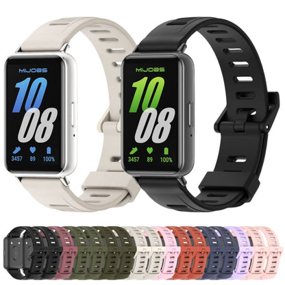 For Samsung Galaxy Fit 3 Mijobs Flat Hole Silicone Watch Band(Black)