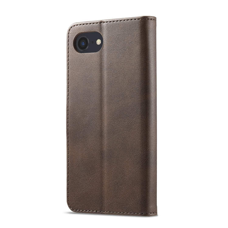 LC.IMEEKE Calf Texture Horizontal Flip Leather Case For iPhone 16e / 17e(Brown)
