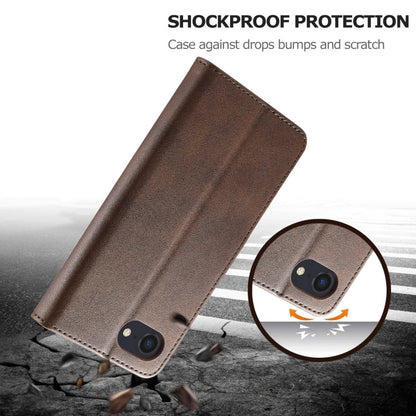 LC.IMEEKE Calf Texture Horizontal Flip Leather Case For iPhone 16e / 17e(Brown)
