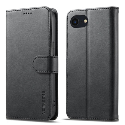 Étui en cuir à rabat horizontal texture veau LC.IMEEKE pour iPhone 16e / 17e (Noir)