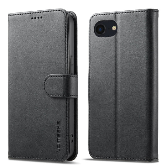 LC.IMEEKE Calf Texture Horizontal Flip Leather Case For iPhone 16e / 17e(Black)
