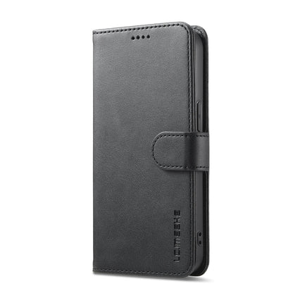 Étui en cuir à rabat horizontal texture veau LC.IMEEKE pour iPhone 16e / 17e (Noir)