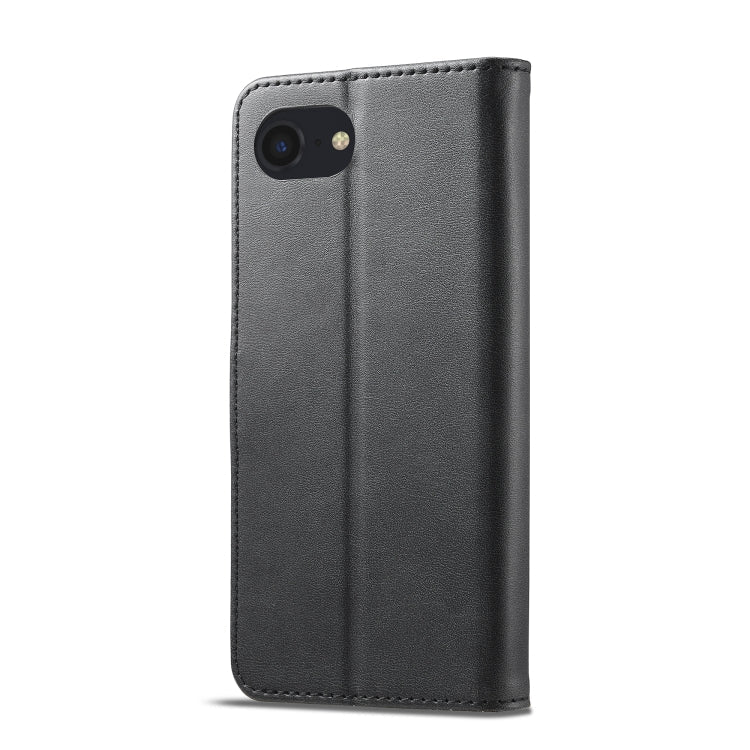 Étui en cuir à rabat horizontal texture veau LC.IMEEKE pour iPhone 16e / 17e (Noir)