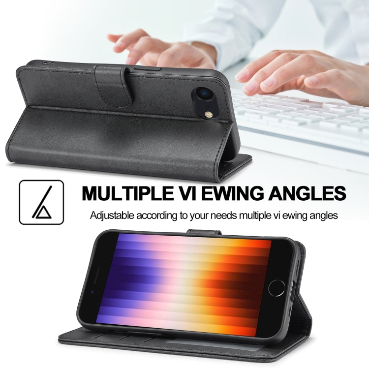 Étui en cuir à rabat horizontal texture veau LC.IMEEKE pour iPhone 16e / 17e (Noir)