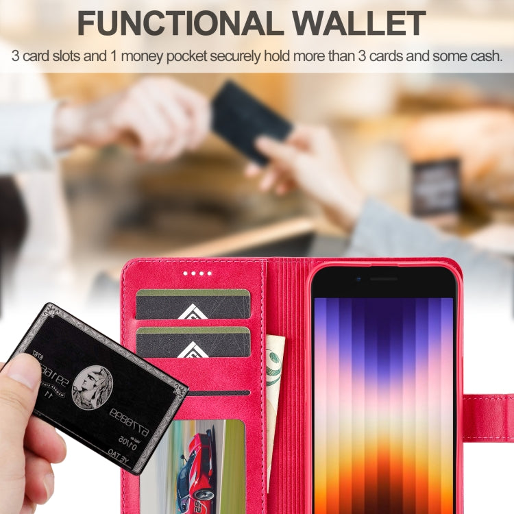 LC.IMEEKE Calf Texture Horizontal Flip Leather Case For iPhone 16e / 17e(Red)