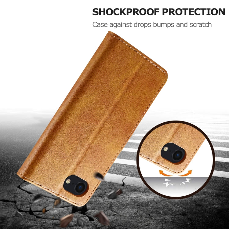 LC.IMEEKE Calf Texture Horizontal Flip Leather Case For iPhone 16e / 17e(Yellow)