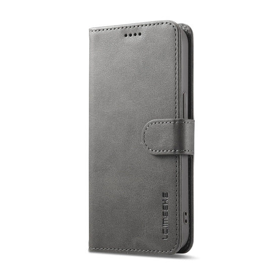 LC.IMEEKE Calf Texture Horizontal Flip Leather Case For iPhone 16e / 17e(Grey)