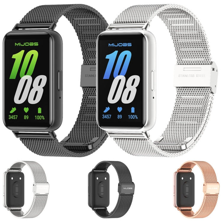 For Samsung Galaxy Fit 3 Mijobs Milan Buckle Metal Watch Band(Rose Gold)
