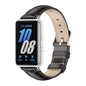 Pour bracelet de montre en cuir véritable double face Mijobs pour Samsung Galaxy Fit 3 (bambou noir argenté)